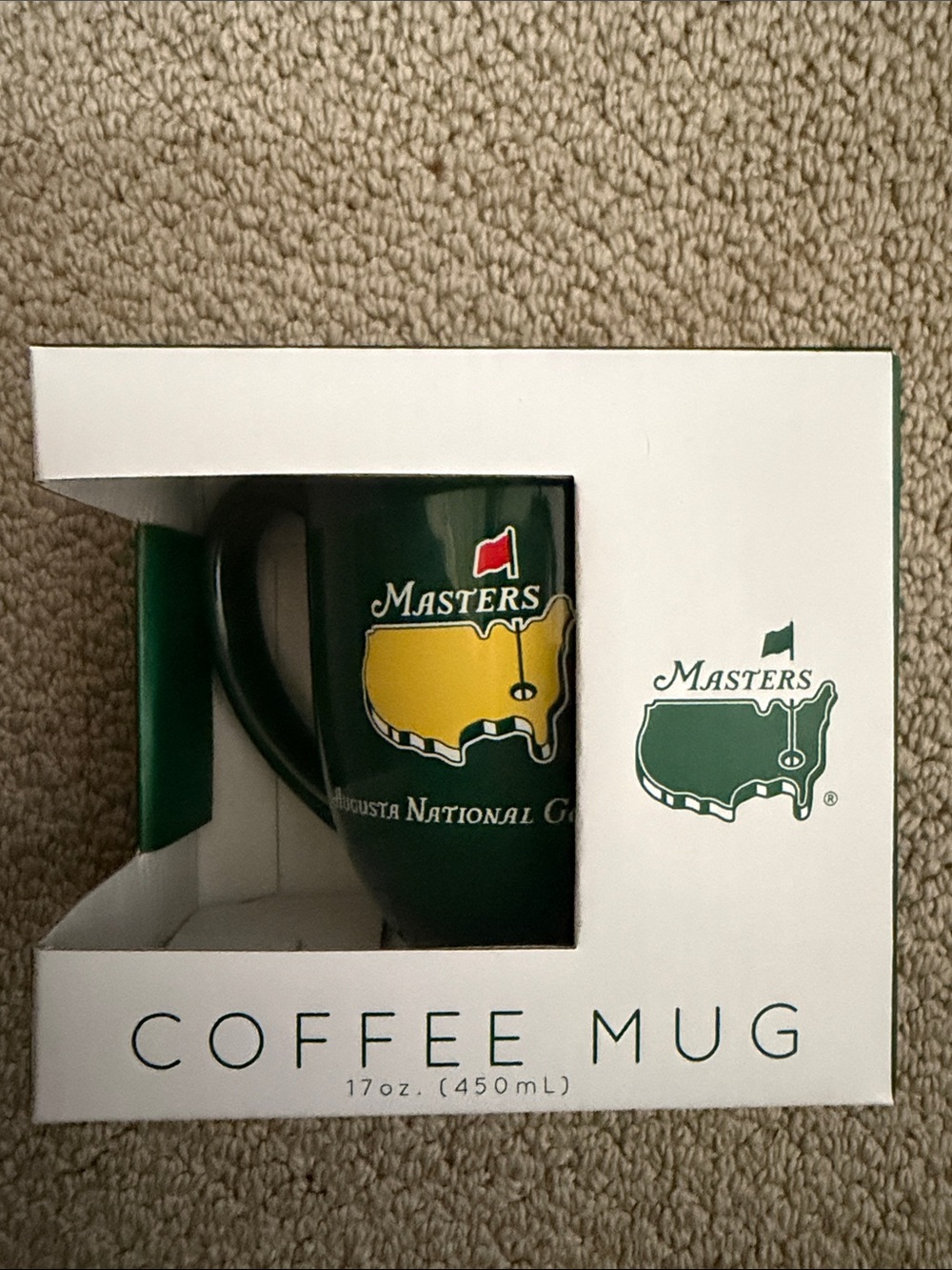 Masters Green Ceramic Mug with Yellow Course Emblem